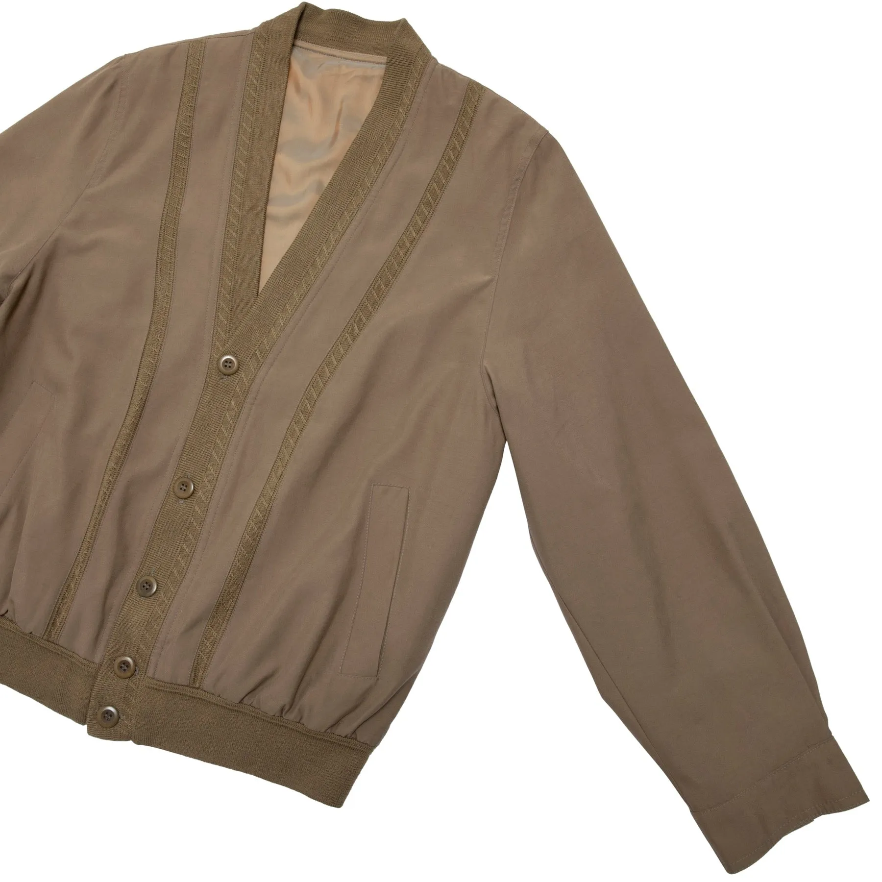 70s Herringbone Knit Trim Cardigan Jacket