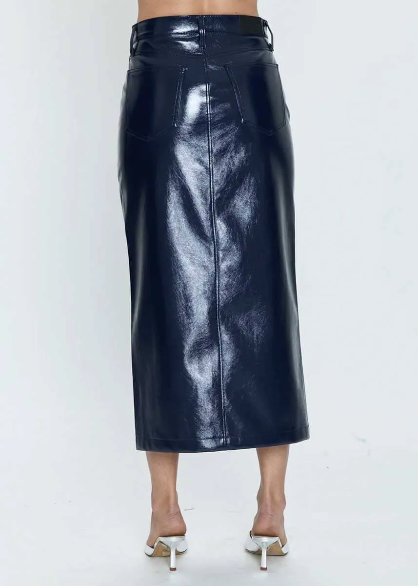 Alice Utility Midi Skirt - Navy Vinyl