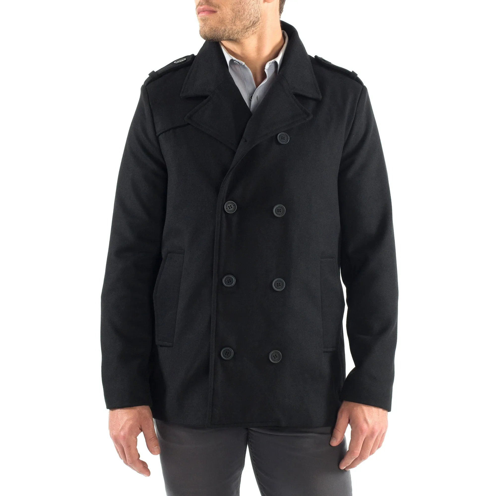 Alpine Swiss Jake Mens Pea Coat Wool Blend Double Breasted Dress Jacket Peacoat
