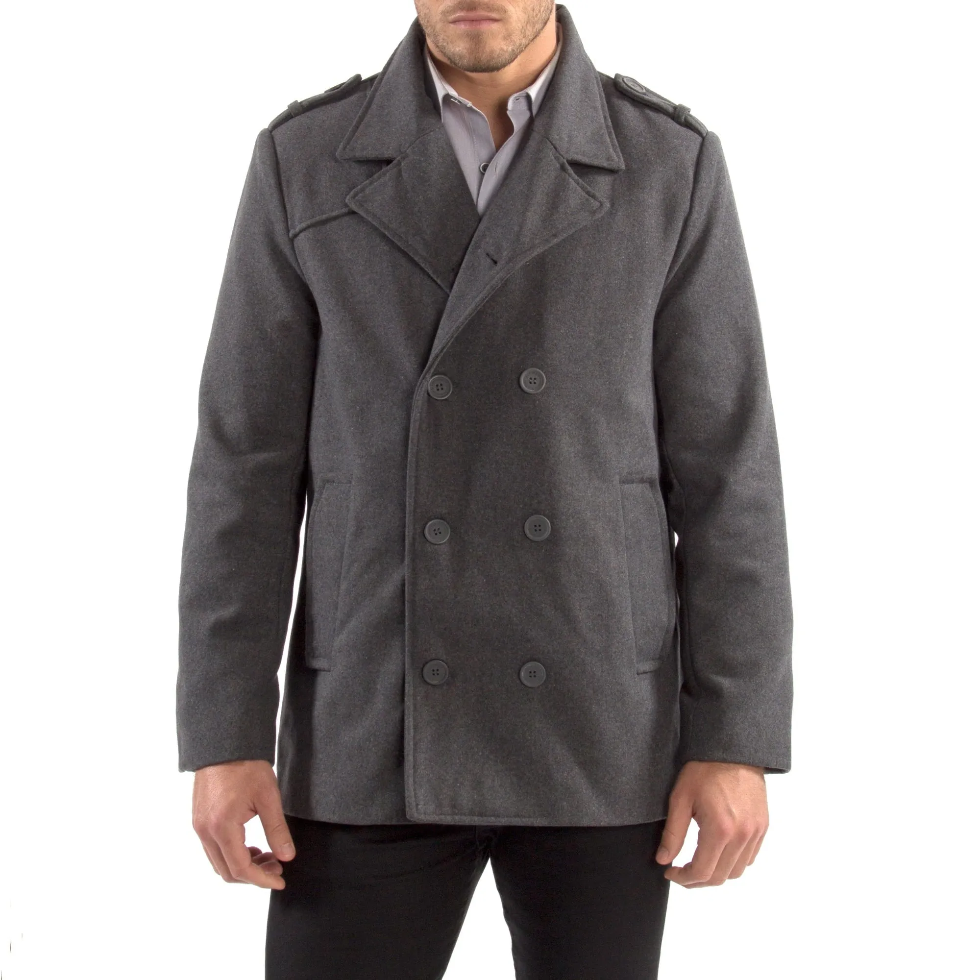 Alpine Swiss Jake Mens Pea Coat Wool Blend Double Breasted Dress Jacket Peacoat