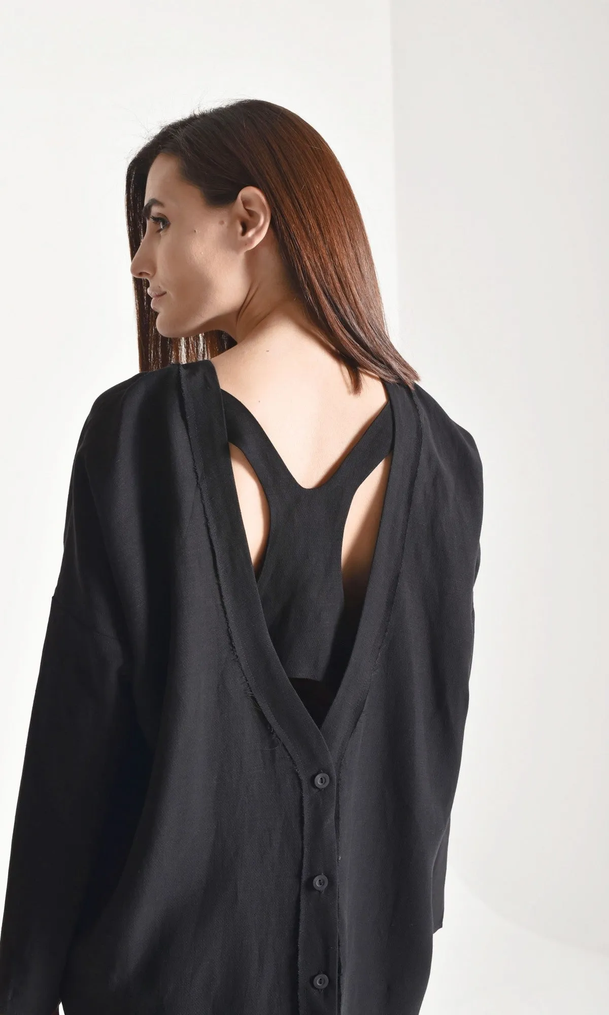 Back Buttoned Linen Shirt
