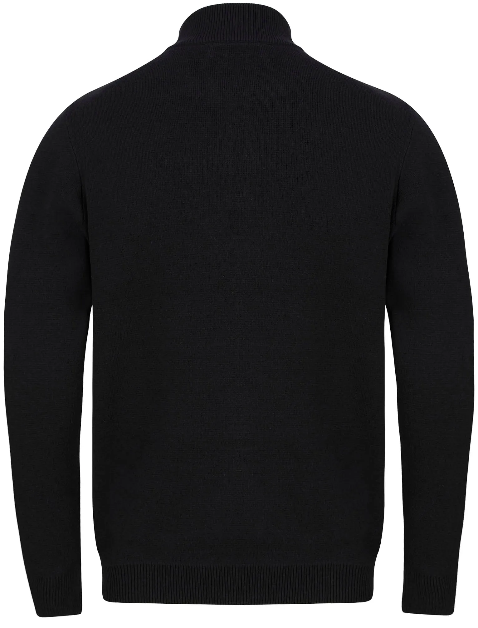 Barnsley Cotton Rich Half Zip Neck Knitted Jumper in Black - Kensington Eastside
