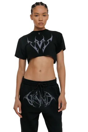 BOXY T-SHIRT GRAY VEINS GRAPHIC- Black
