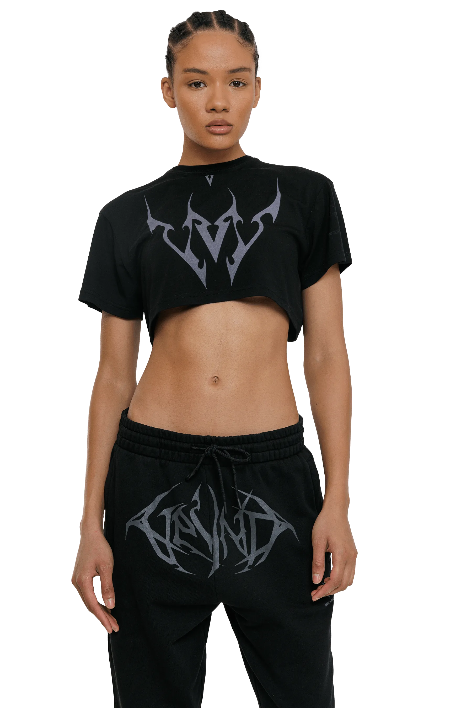 BOXY T-SHIRT GRAY VEINS GRAPHIC- Black