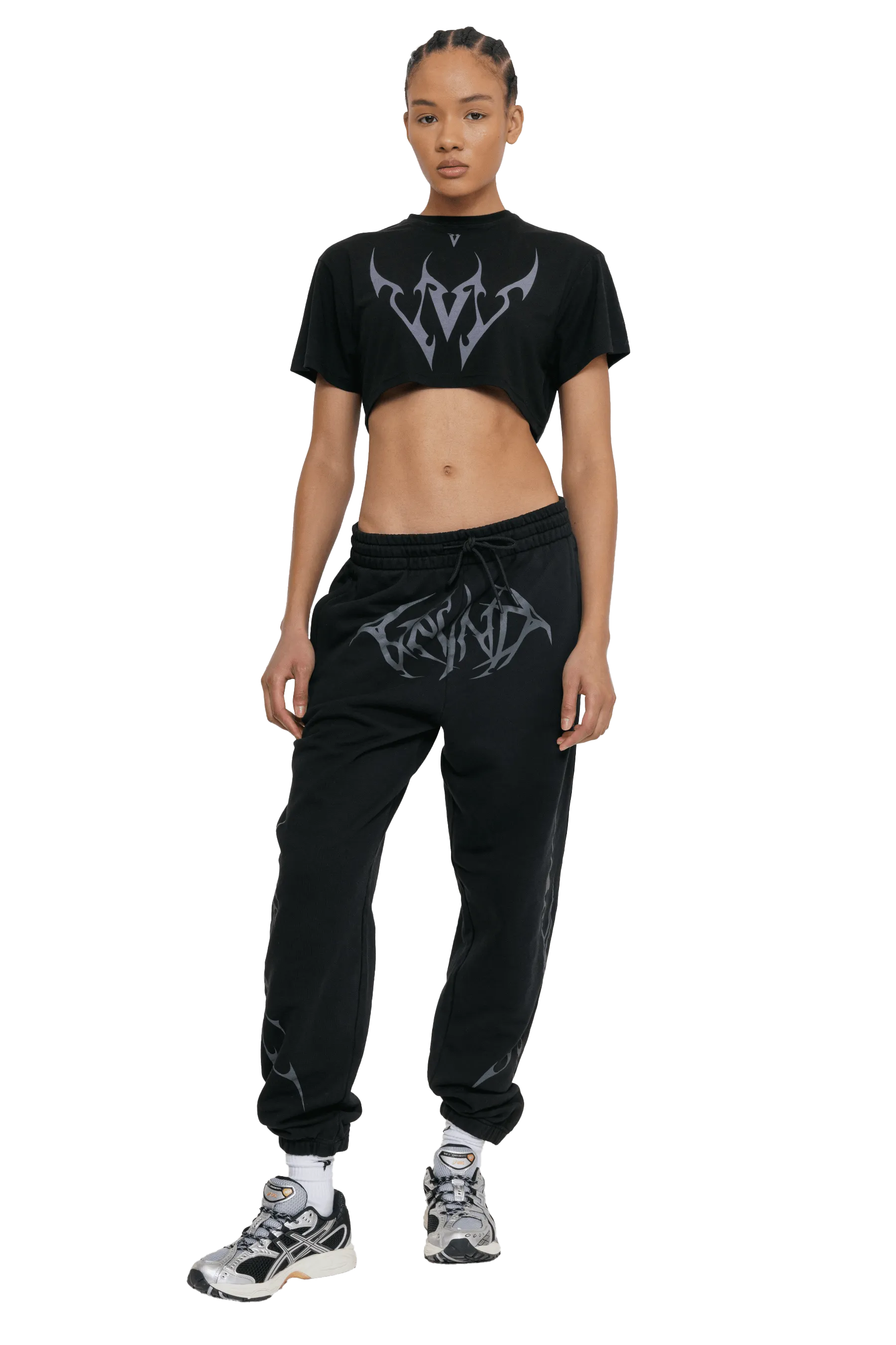 BOXY T-SHIRT GRAY VEINS GRAPHIC- Black