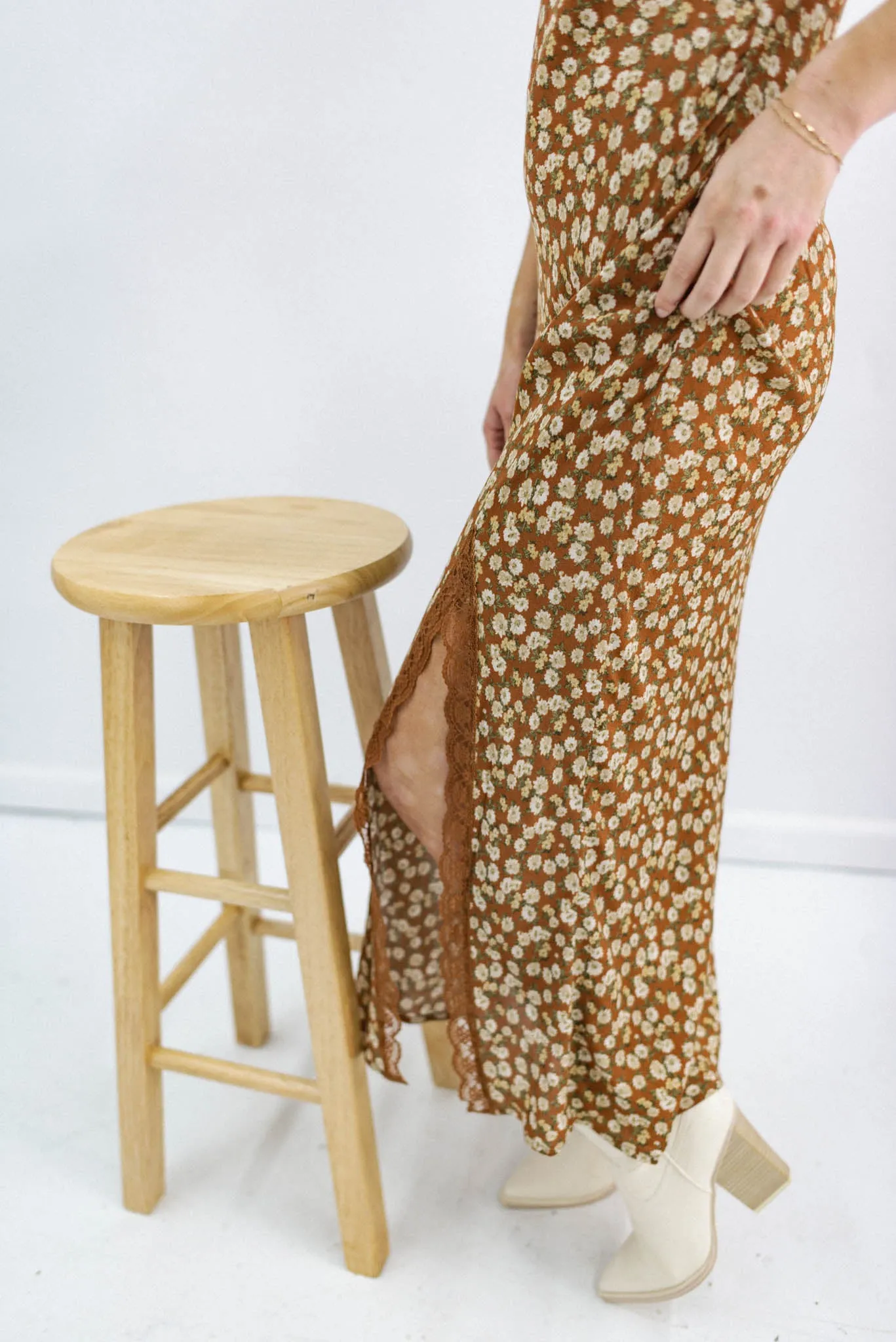 Call It Fate Lace Trim Floral Slip Dress
