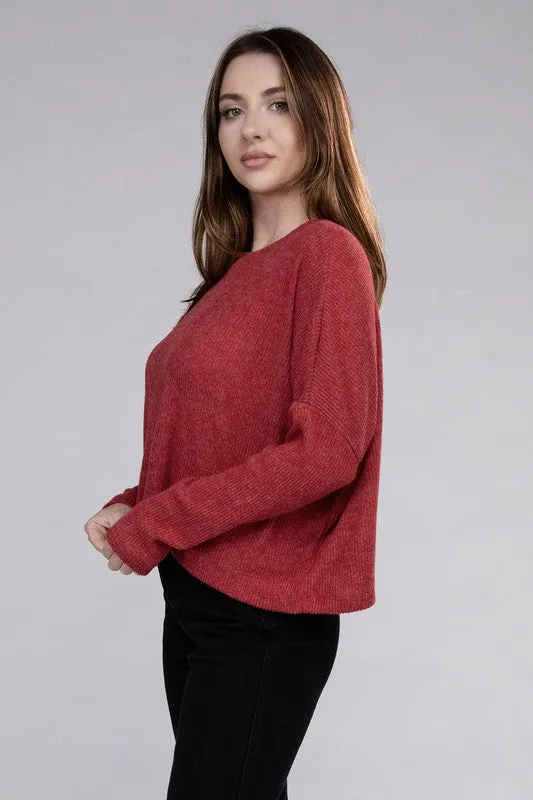 Classic Elegance Modern Ribbed Dolman Long Sleeve Sweater