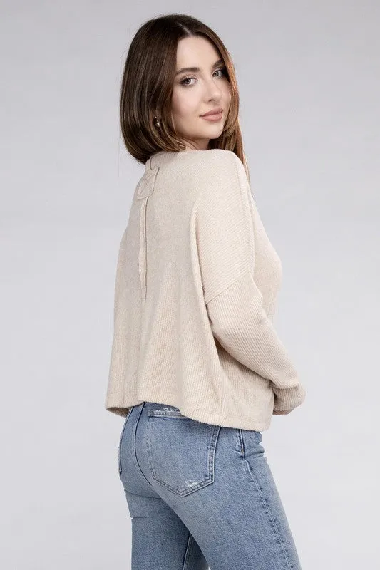 Classic Elegance Modern Ribbed Dolman Long Sleeve Sweater