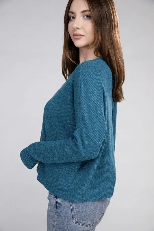 Classic Elegance Modern Ribbed Dolman Long Sleeve Sweater