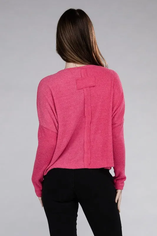 Classic Elegance Modern Ribbed Dolman Long Sleeve Sweater
