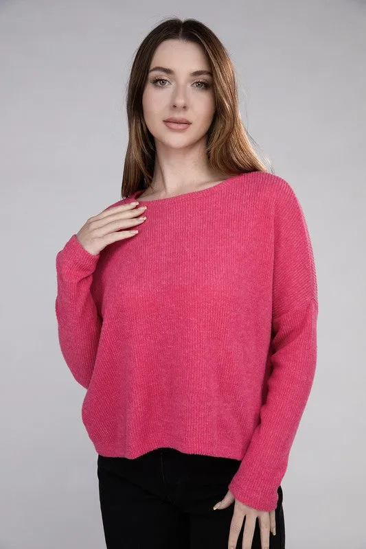 Classic Elegance Modern Ribbed Dolman Long Sleeve Sweater