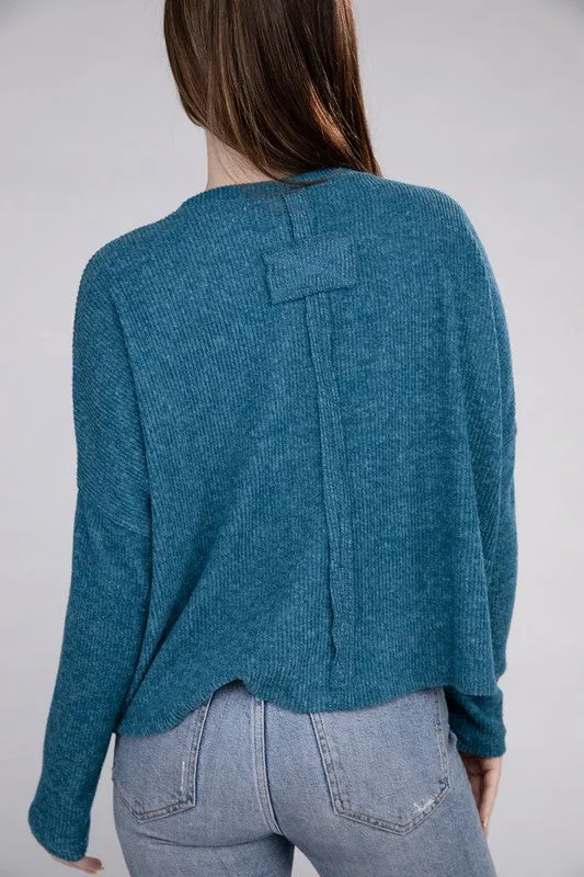 Classic Elegance Modern Ribbed Dolman Long Sleeve Sweater