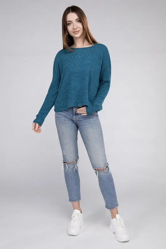 Classic Elegance Modern Ribbed Dolman Long Sleeve Sweater