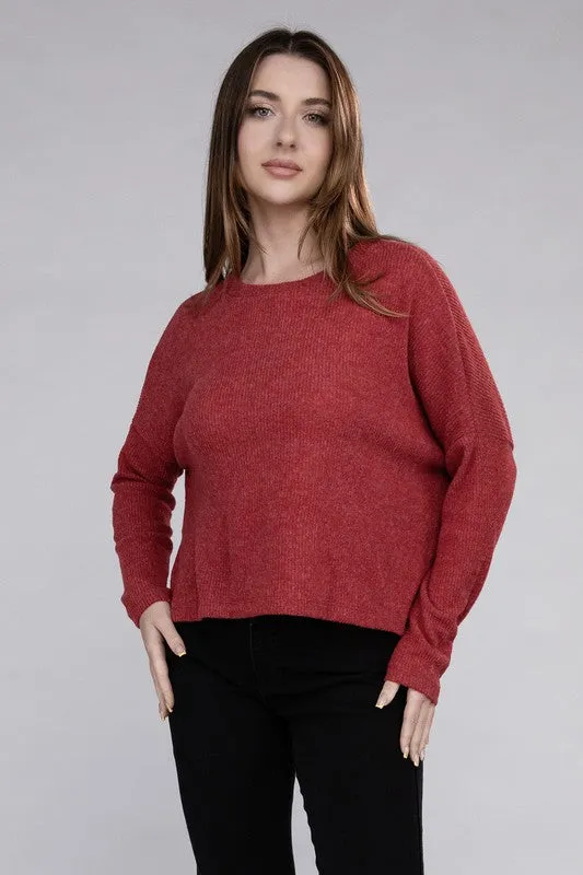 Classic Elegance Modern Ribbed Dolman Long Sleeve Sweater