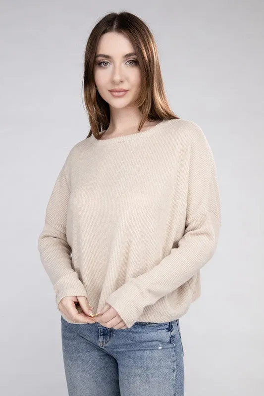 Classic Elegance Modern Ribbed Dolman Long Sleeve Sweater