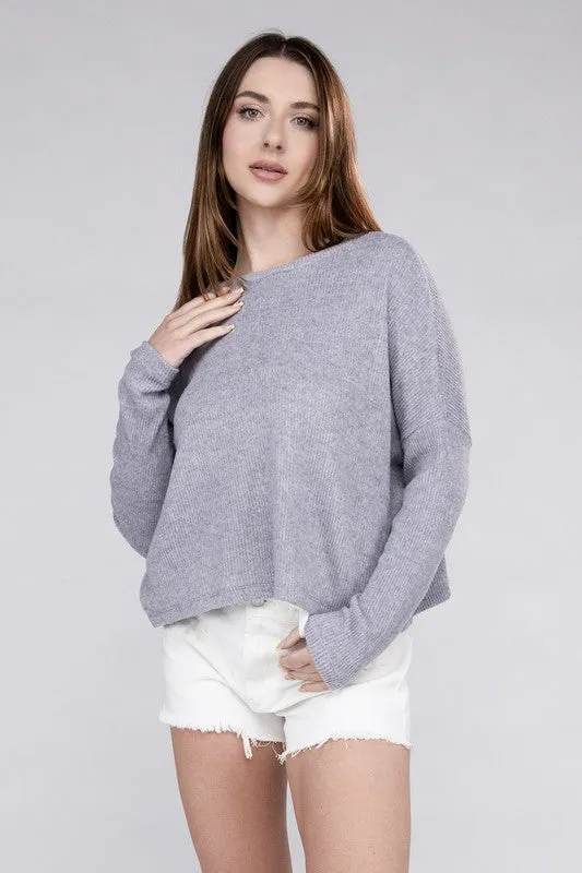 Classic Elegance Modern Ribbed Dolman Long Sleeve Sweater