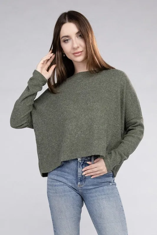 Classic Elegance Modern Ribbed Dolman Long Sleeve Sweater