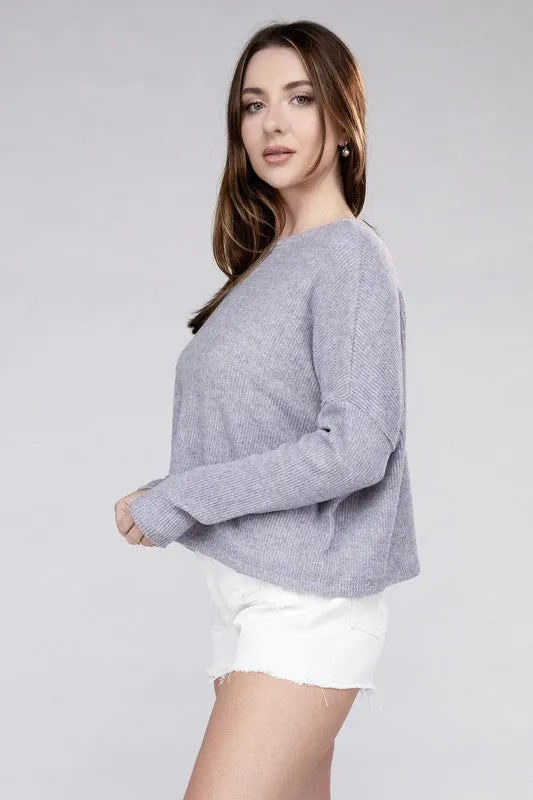 Classic Elegance Modern Ribbed Dolman Long Sleeve Sweater