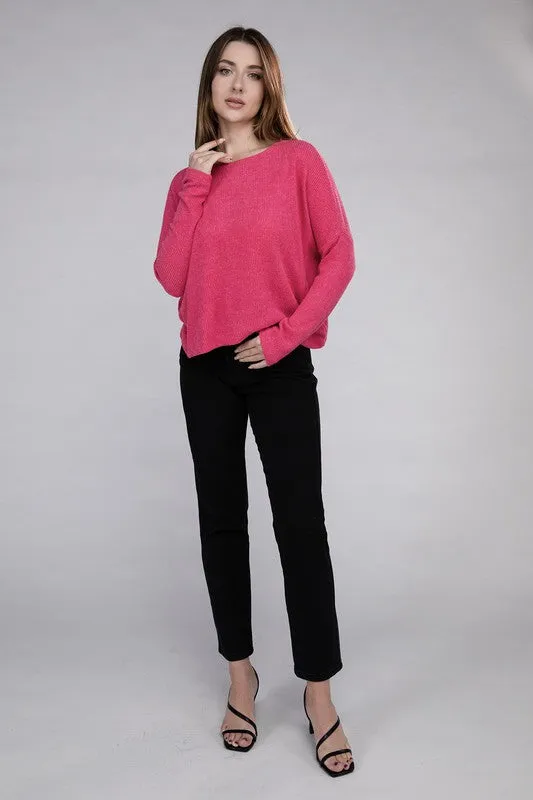 Classic Elegance Modern Ribbed Dolman Long Sleeve Sweater