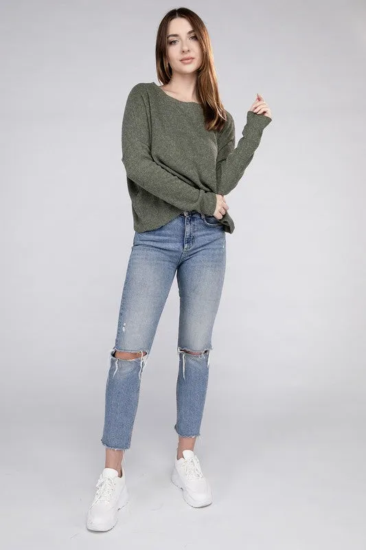 Classic Elegance Modern Ribbed Dolman Long Sleeve Sweater