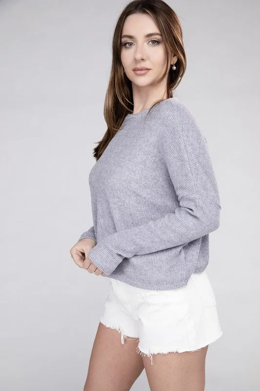 Classic Elegance Modern Ribbed Dolman Long Sleeve Sweater