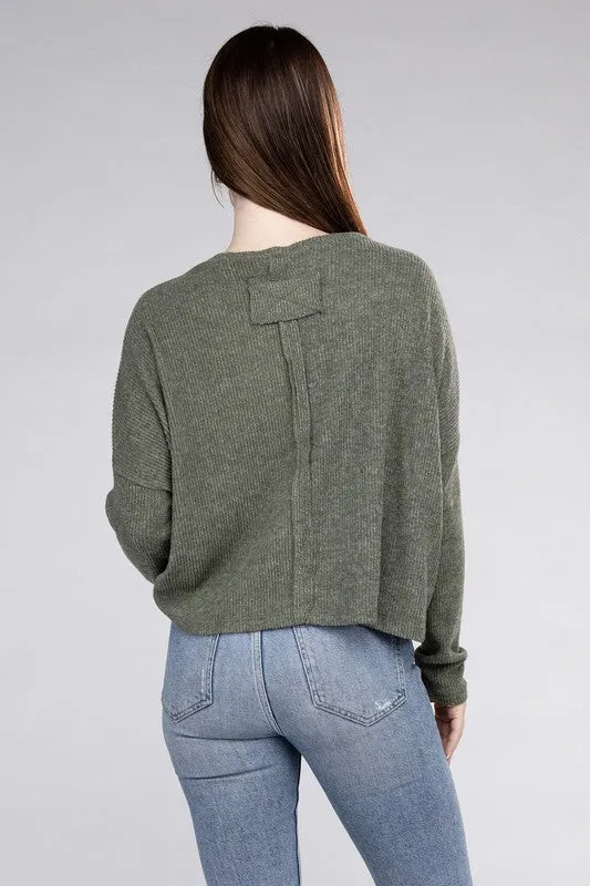 Classic Elegance Modern Ribbed Dolman Long Sleeve Sweater