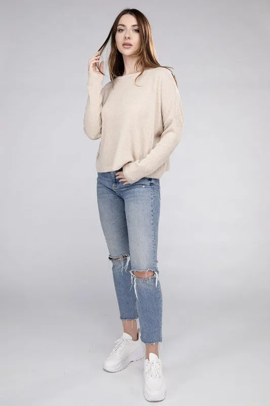 Classic Elegance Modern Ribbed Dolman Long Sleeve Sweater