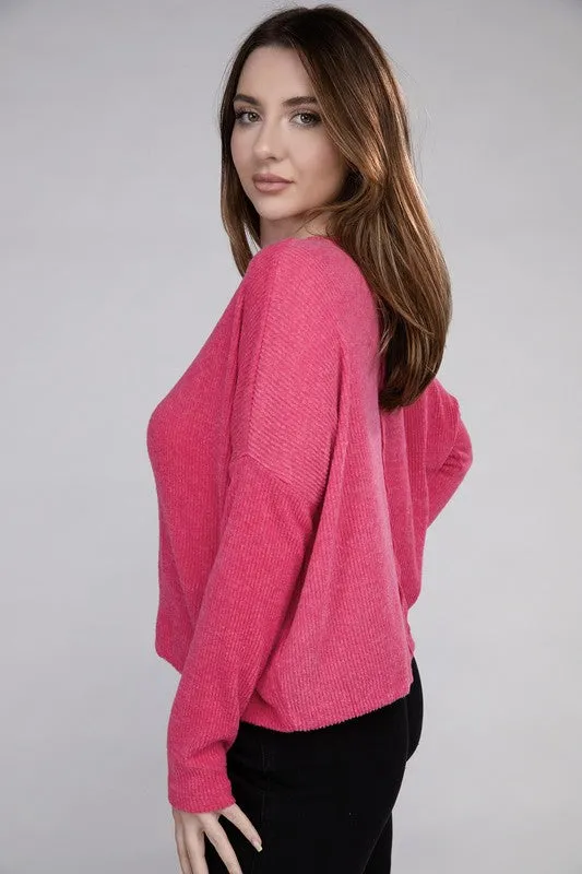 Classic Elegance Modern Ribbed Dolman Long Sleeve Sweater