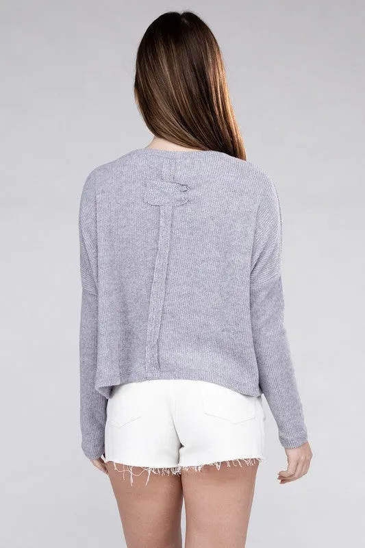 Classic Elegance Modern Ribbed Dolman Long Sleeve Sweater