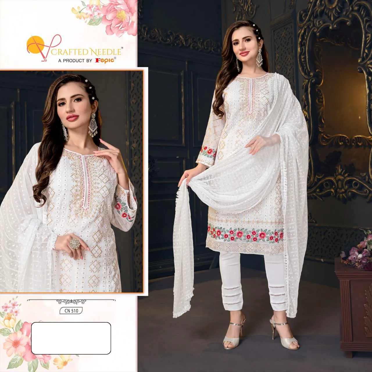 CRAFTED NEEDLE PAKISTANI SUITS