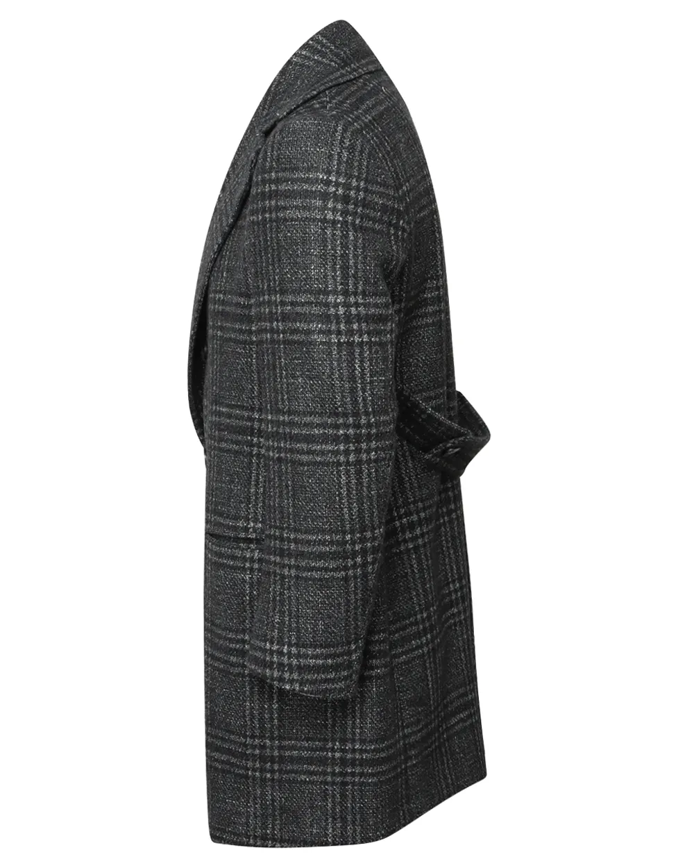 Dark Charcoal Glen Plaid Overcoat