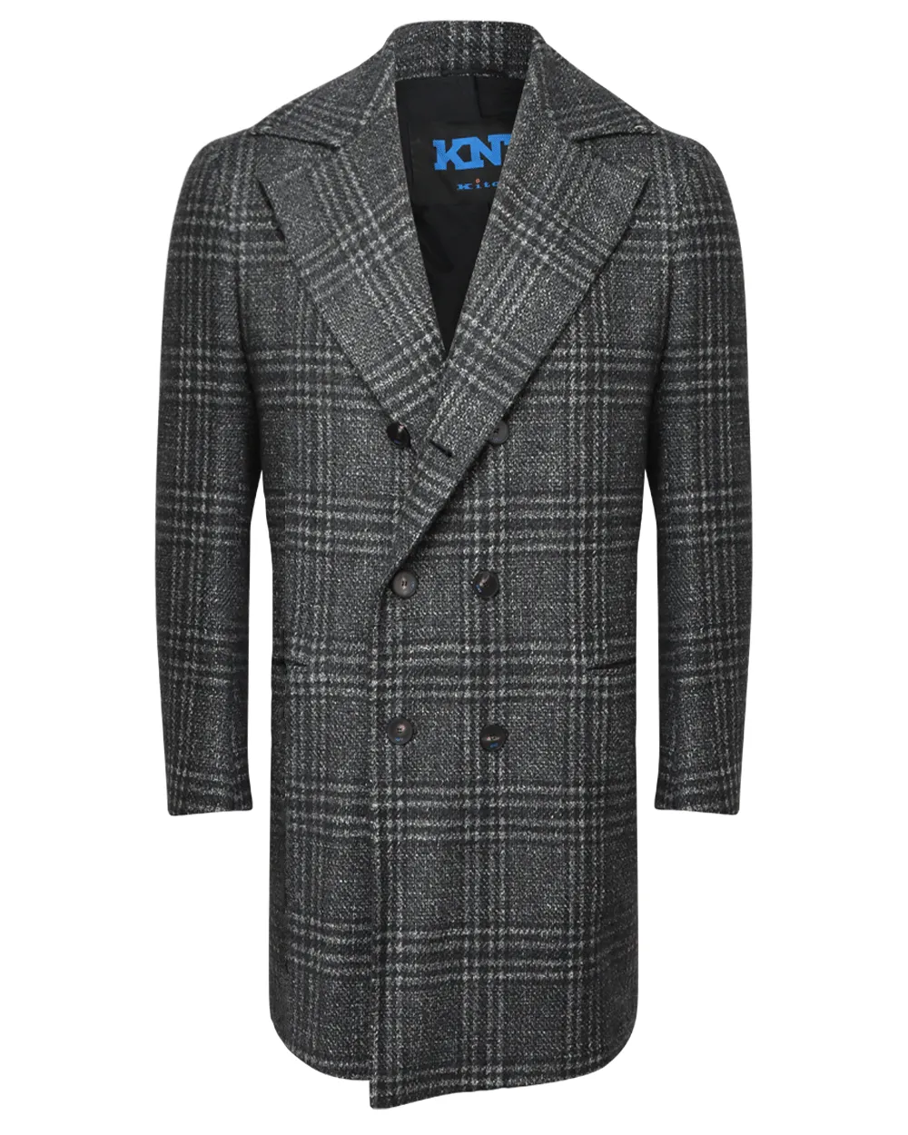 Dark Charcoal Glen Plaid Overcoat