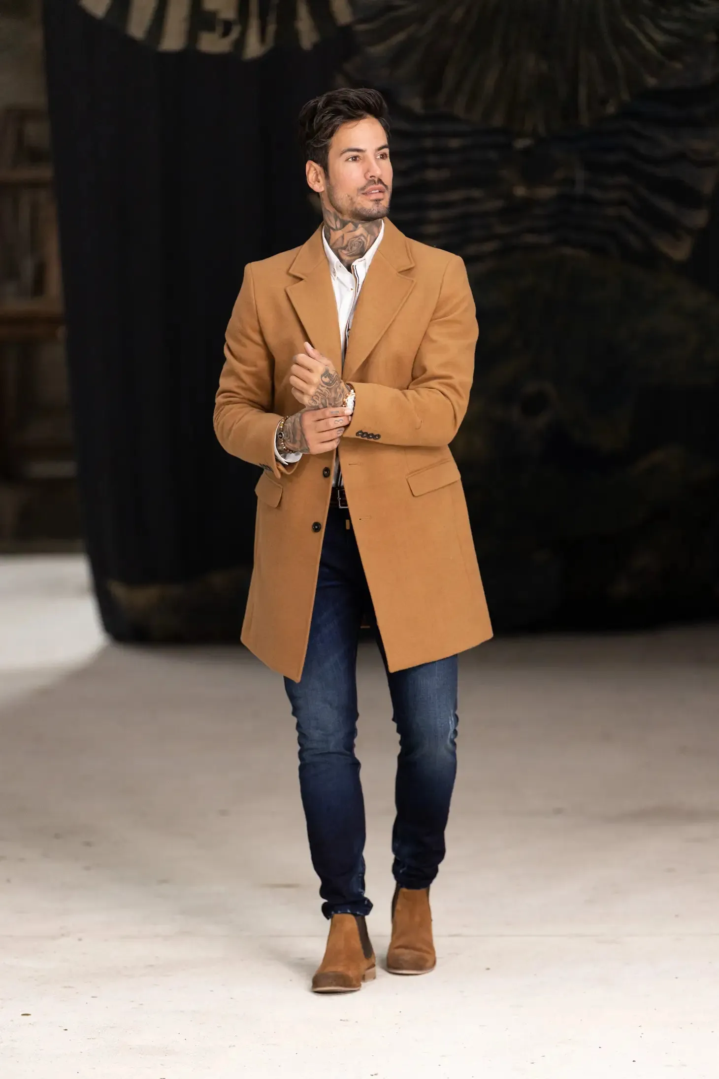 Drie Kleure Smk Overcoat - Camel