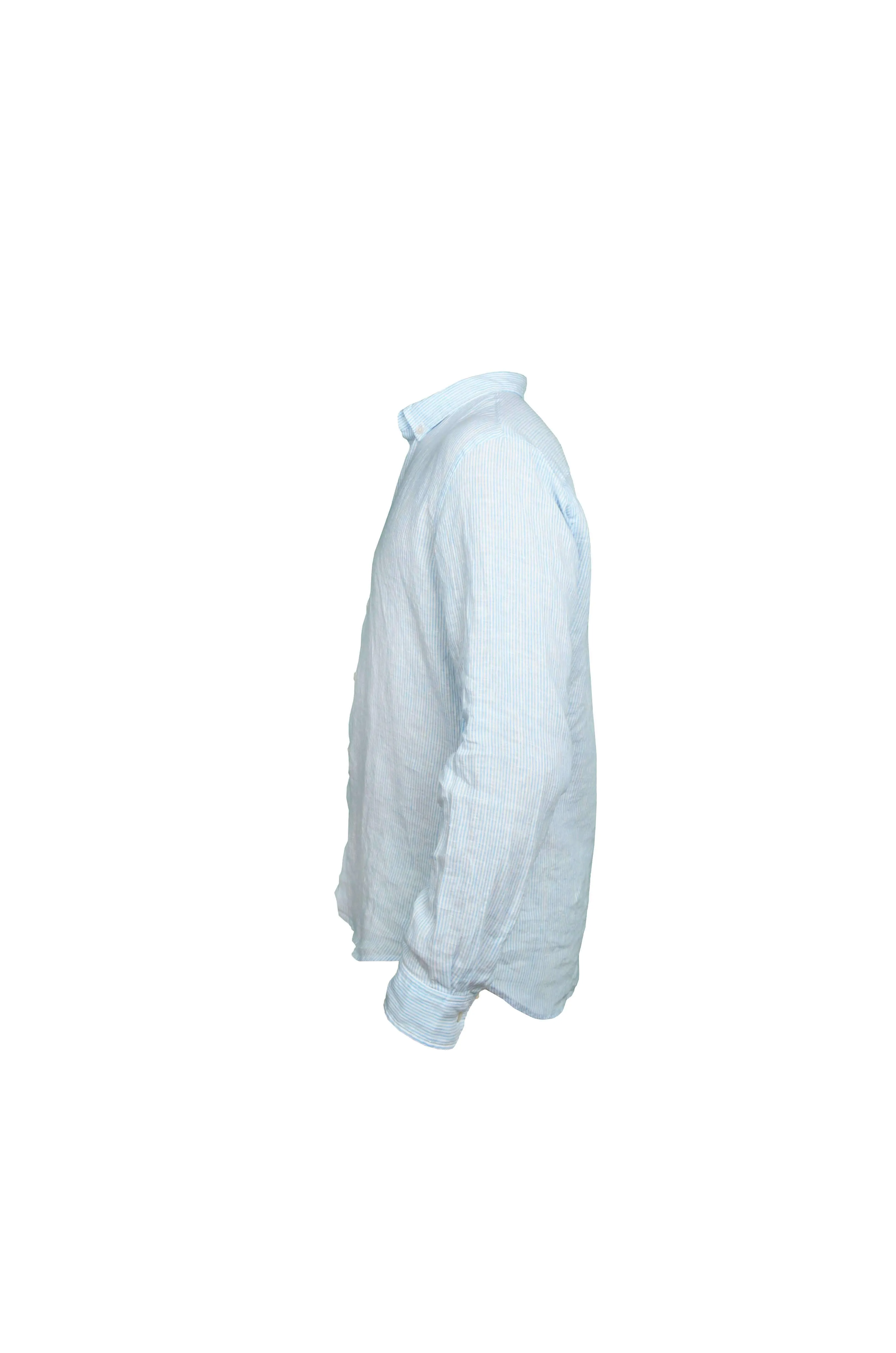 Faros Blue Stripes Linen Shirt - Finest Italian Linen