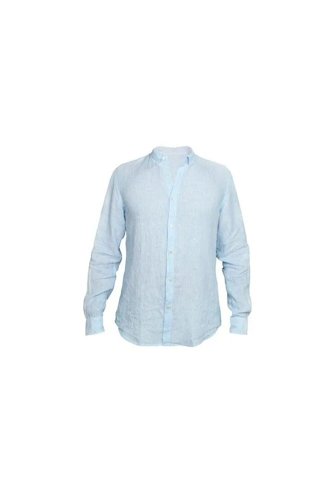 Faros Blue Stripes Linen Shirt - Finest Italian Linen