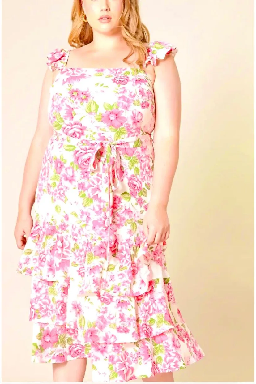 Guayana Ruffle Tiered MIDI Dress