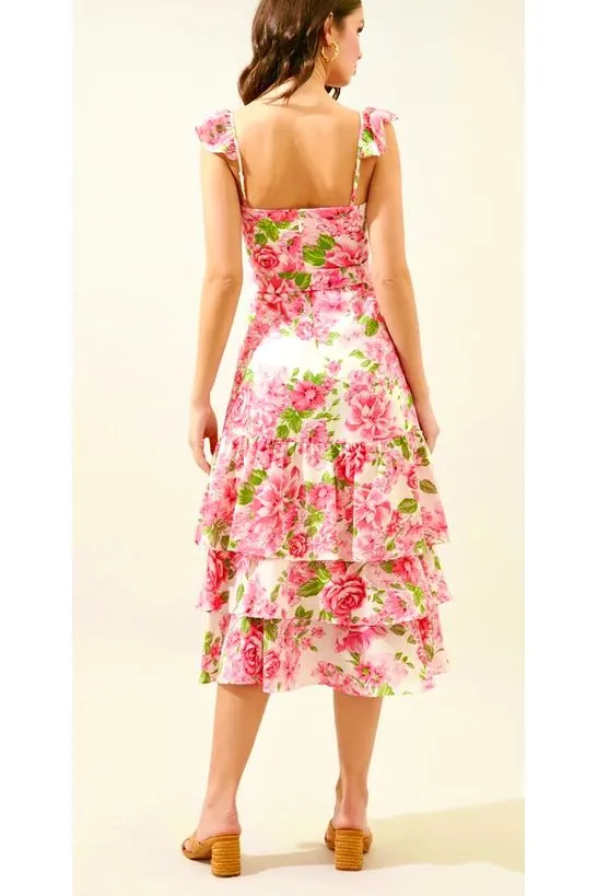 Guayana Ruffle Tiered MIDI Dress