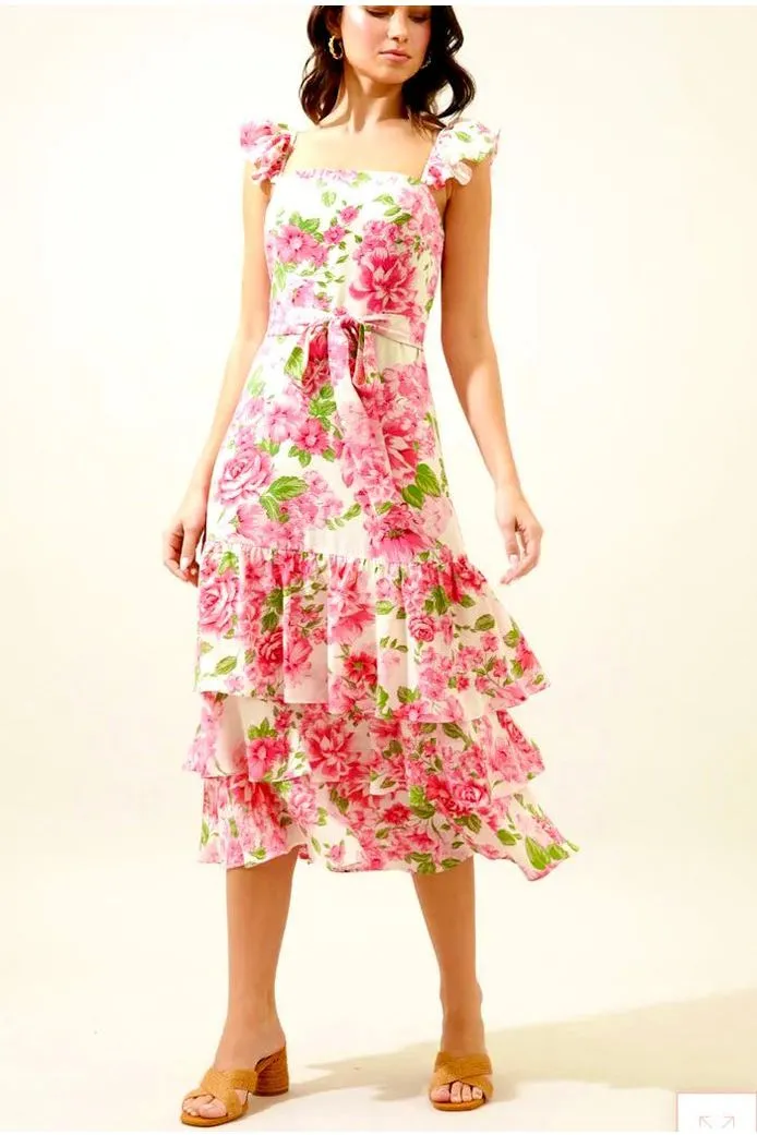 Guayana Ruffle Tiered MIDI Dress