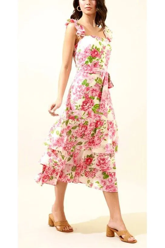 Guayana Ruffle Tiered MIDI Dress