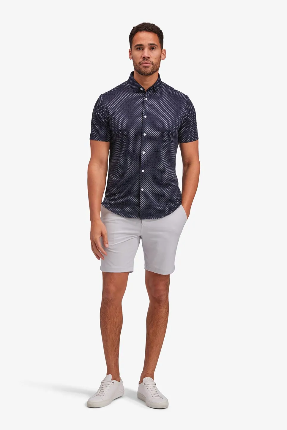 HALYARD SS Navy Dot Print