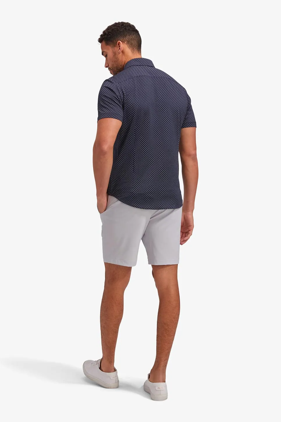 HALYARD SS Navy Dot Print