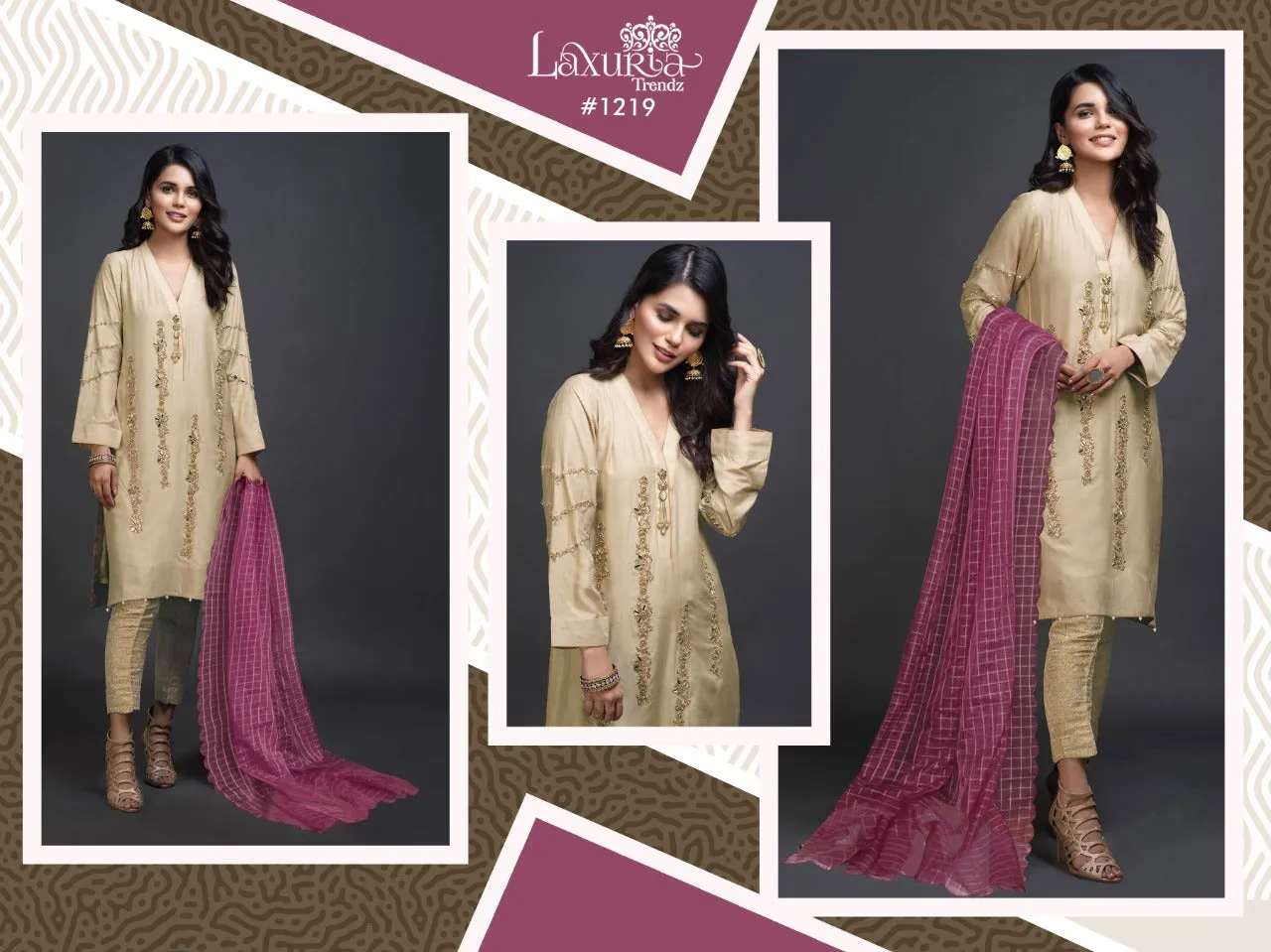 Handwork Kurti With Pant & Fancy Organza Dupatta