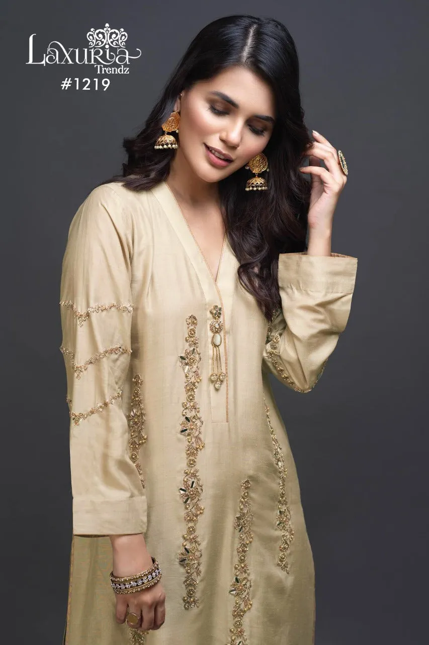 Handwork Kurti With Pant & Fancy Organza Dupatta