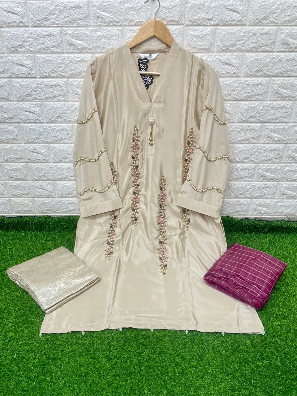 Handwork Kurti With Pant & Fancy Organza Dupatta