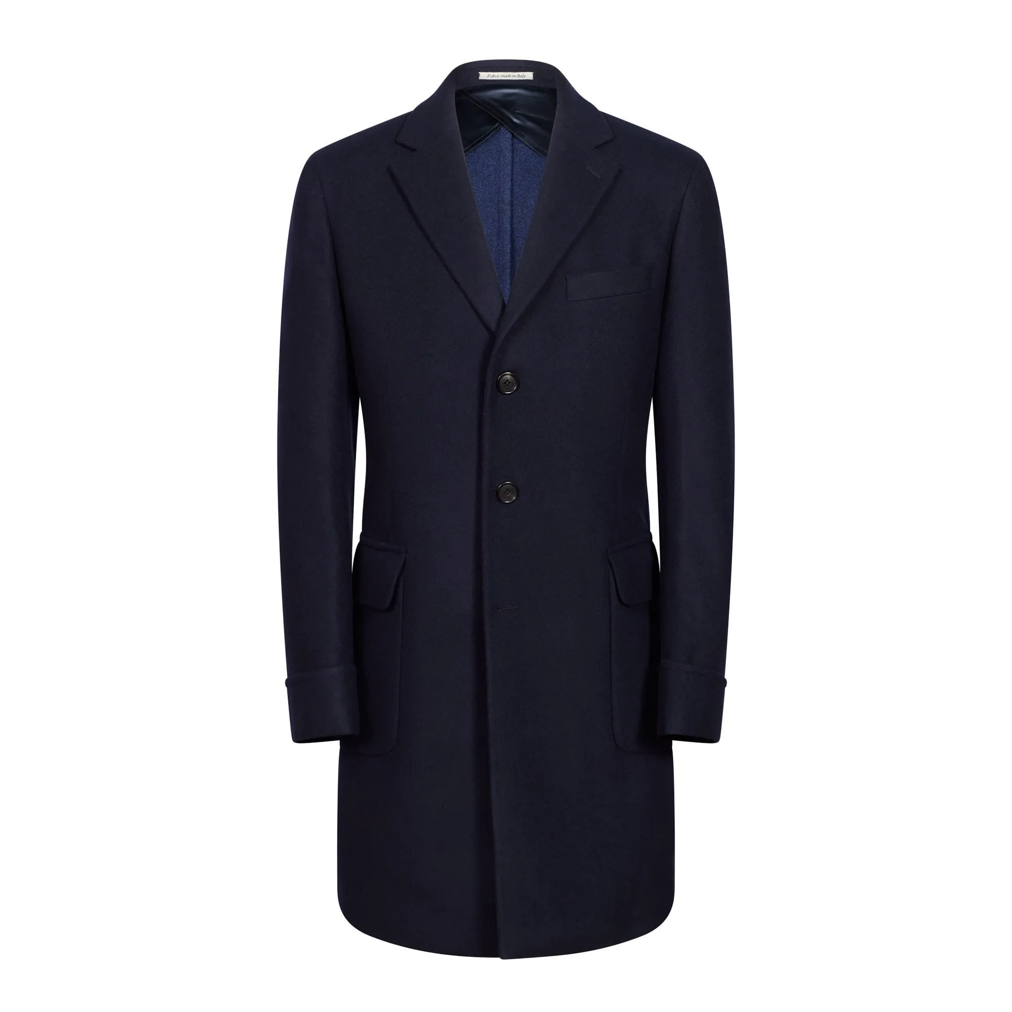 HENRY SARTORIAL Loro Piana Single Breasted Cashmere Overcoat NAVY