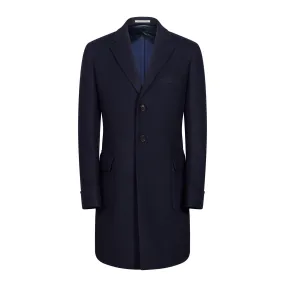 HENRY SARTORIAL Loro Piana Single Breasted Cashmere Overcoat NAVY