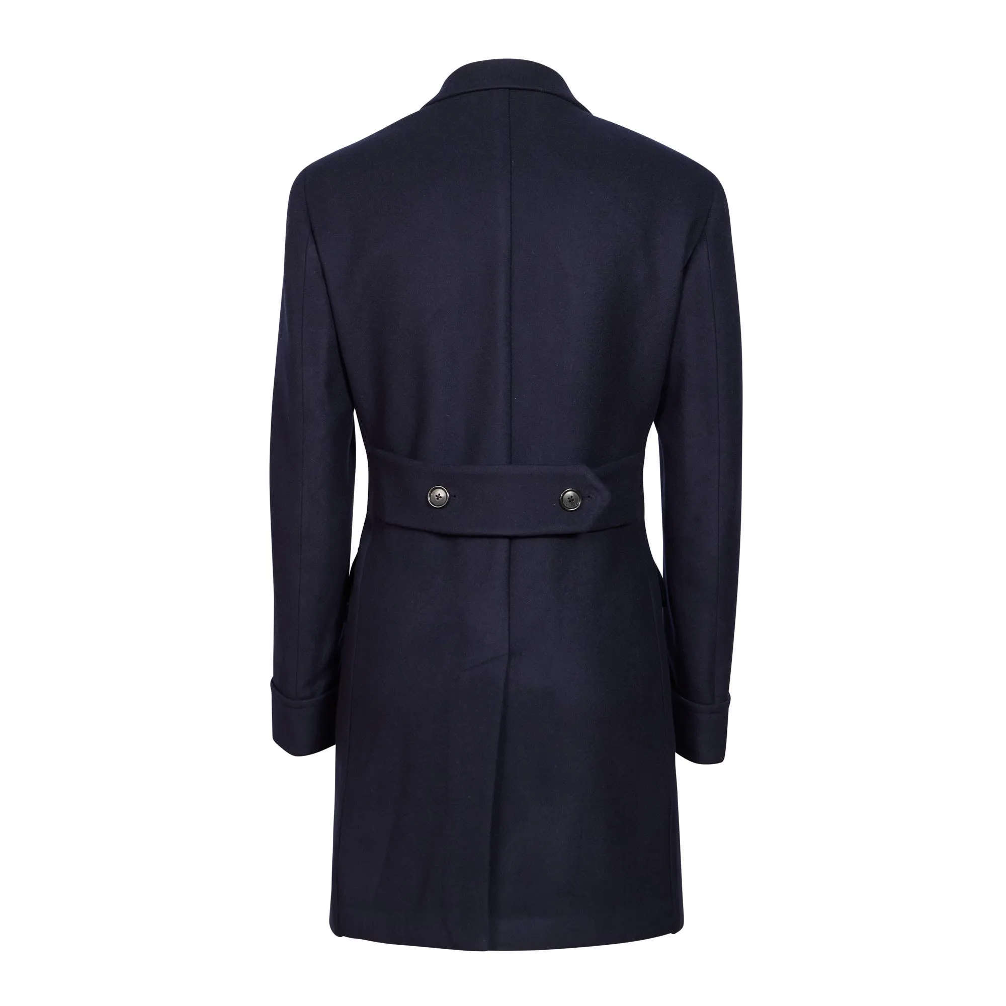 HENRY SARTORIAL Loro Piana Single Breasted Cashmere Overcoat NAVY
