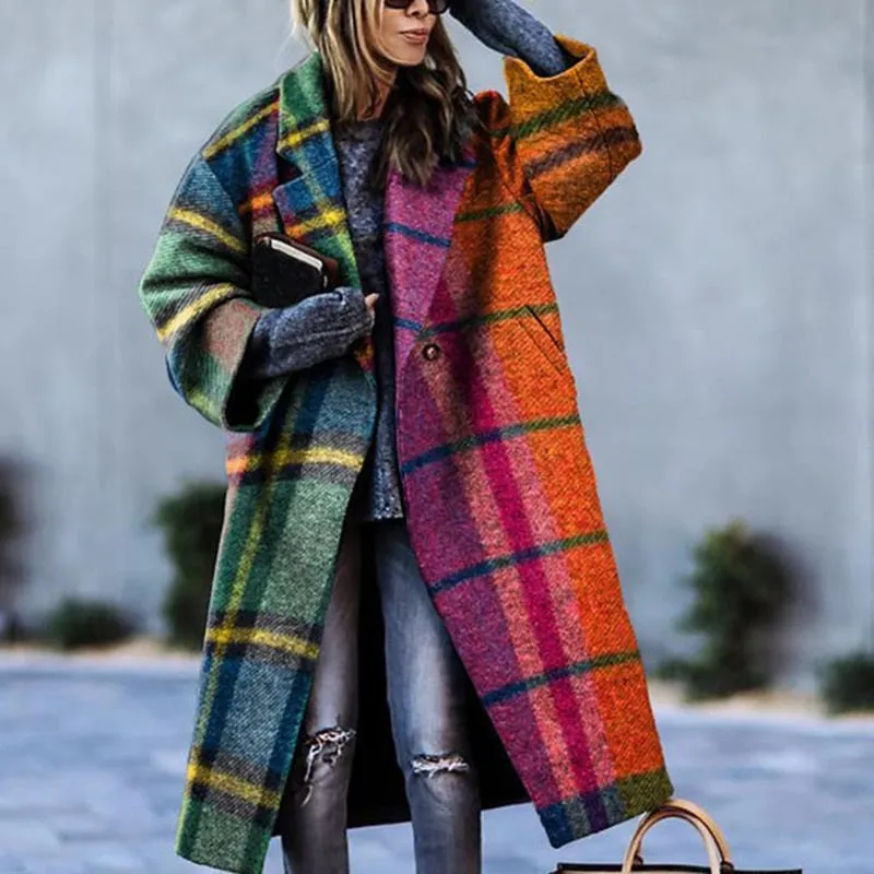 Joskaa Back to College Autumn Winter Long Sleeve Pocket Green Outwear Casual Loose Blend Wool Long Overcoat Women Vintage Button Cardigan Tops Jackets