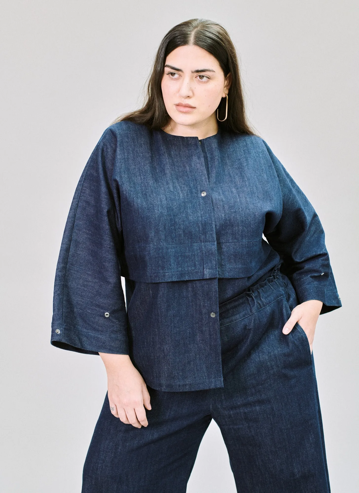 Kimono shirt in organic denim