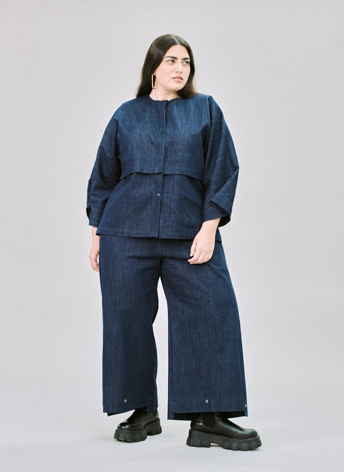 Kimono shirt in organic denim